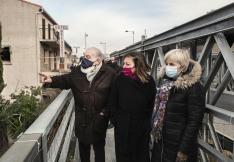 Carole Delga, Hélène Sandragné, Michel Proust sur le pont de Villegailhenc