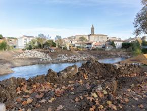 Visite de chantier des travaux de rétablissement de la continuité écologique du Fresquel à Pennautier.