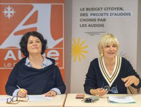 annonce des résultats des votes pour le budget citoyen par Valérie Dumontet et Hélène Sandragné