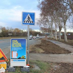 Visite de chantier de la voie cyclable Pennautier dans l'Aude.