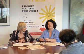 La présidente du Département de l'Aude Hélène Sandragné et la vice-présidente en charge de la démocratie Valérie Dumontet ont présenté les contours du budget citoyen à la presse, ce lundi 4 novembre.
