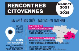 affiche des rencontres citoyennes dans les Corbières, département de l'aude