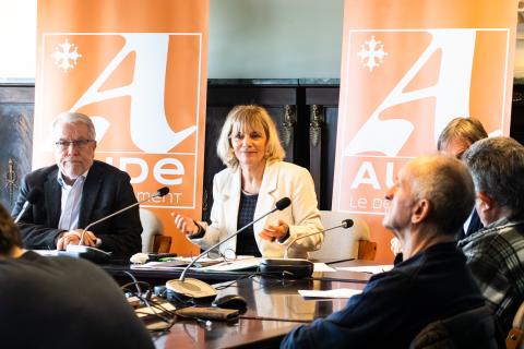Hervé Baro, vice-président du Département et président de l'association mission patrimoine mondial, et Hélène Sandragné, présidente du Département de l'Aude.