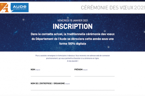 PAGE D'ACCUEIL DE LA PLATEFORME DE LA CÉRÉMONIE DES VOEUX 2021
