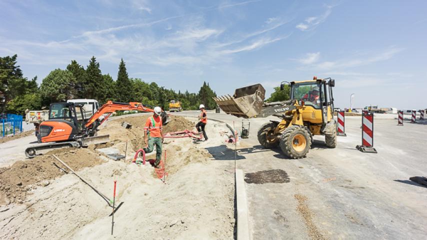 Chantier du giratoire du Griffoul, à Castelnaudary