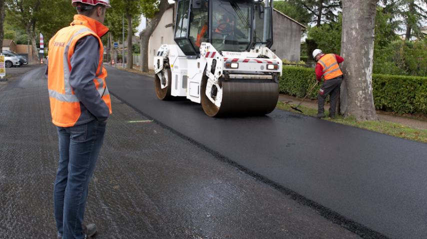 Visite chantier routes Tamara Rivel à Labastide-d'Anjou.