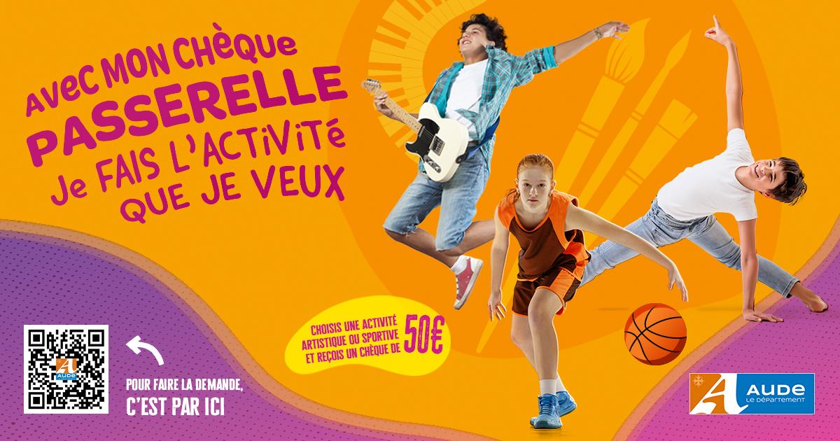 visuel du cheque passerelle 2025 du département de l'aude