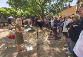 Hélène Sandragné, présidente du conseil départemental de l'Aude, lors de l'inauguration des travaux de la cour d'école de Saint-Marcel-sur-Aude